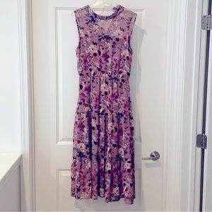 Lulus - Mauve Floral Print Midi Dress